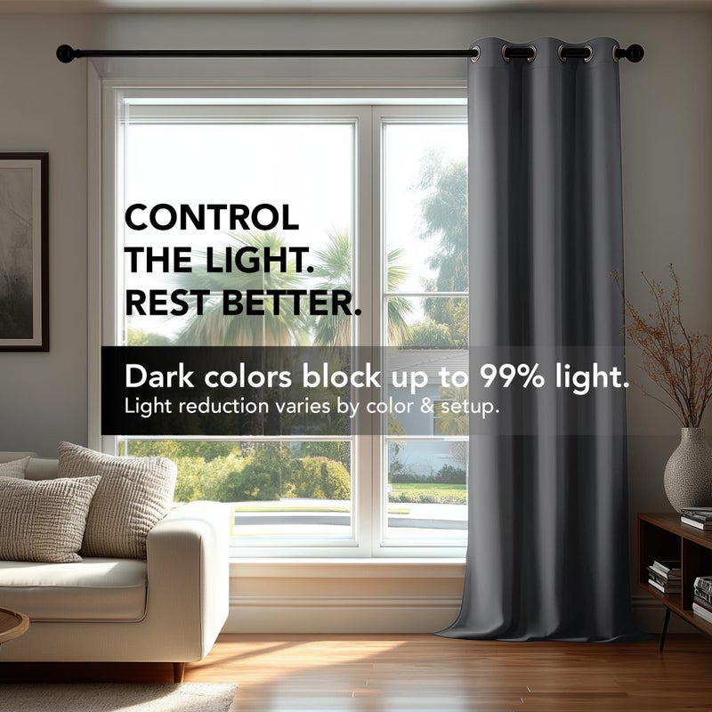 Deconovo Blackout Curtains for Bedroom â€“ Set of 2 42W x 54L Inch Thermal Insulated & Noise Reducing Panelsâ€“Home Window Room Darkening Sustainable Grommet Drapes for Living Room and Nursery, Light Grey - Image 4